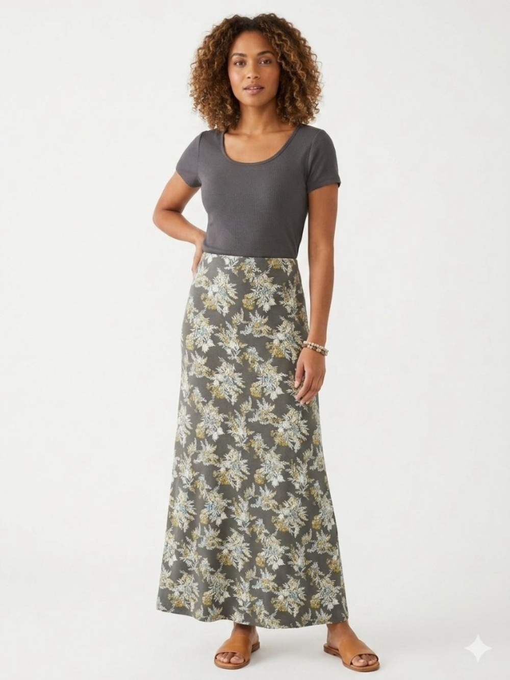 J Jill Petite Wearever A-Line Jersey Knit Maxi Skirt LP elastic y2k 90s bohochic